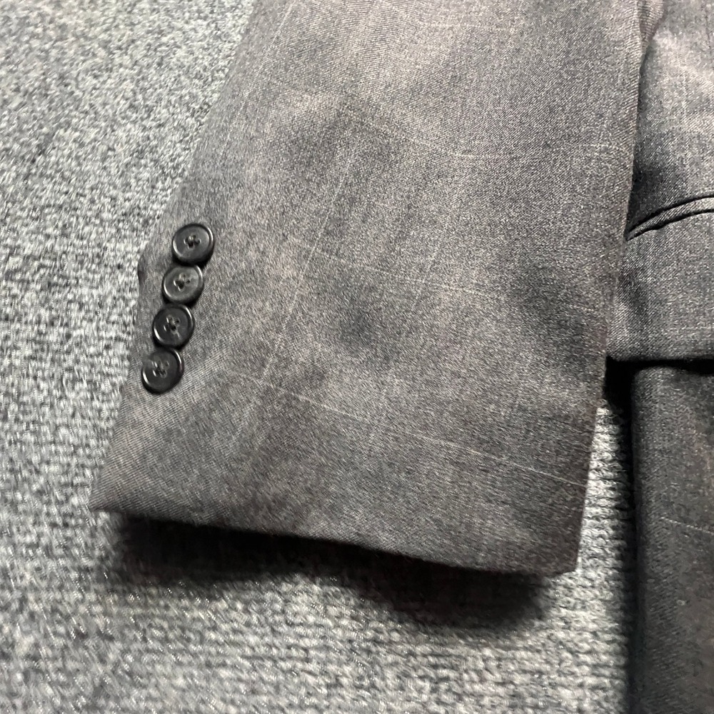 Jos. A. Bank Travelers Collection Gray Windowpane 100% Wool Blazer Jacket 46R - Picture 11 of 13